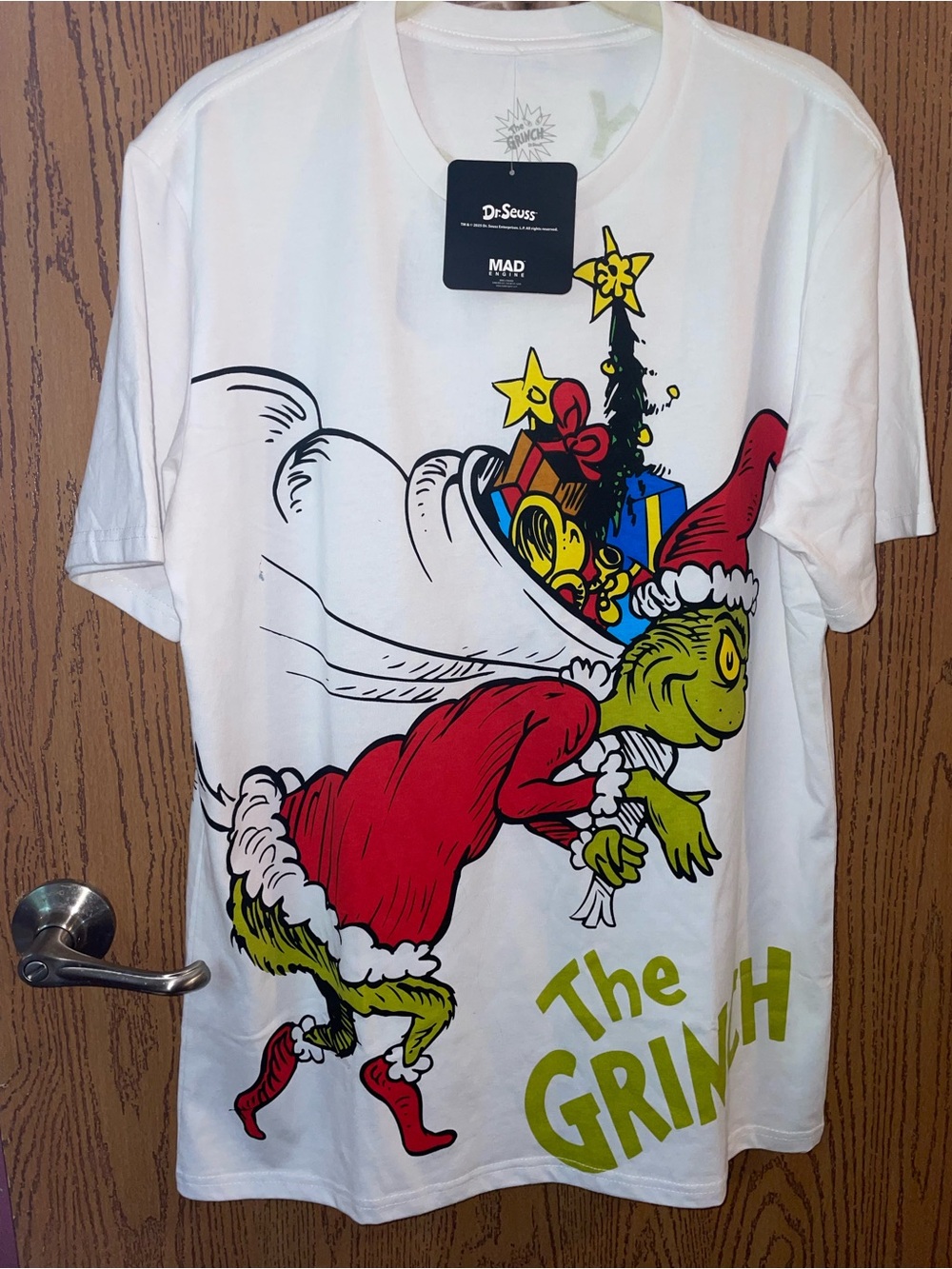 New Grinch Christmas tee shirt mens sz LARGE Double Sided Merry Grinchmas